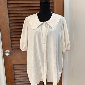 Women's Cream Button-Up Blouse